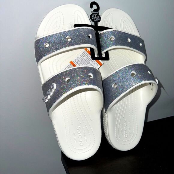 BNWT Glitter Crocs Sandals Women's 13 / Men's 12 Unisex - Picture 2 of 7